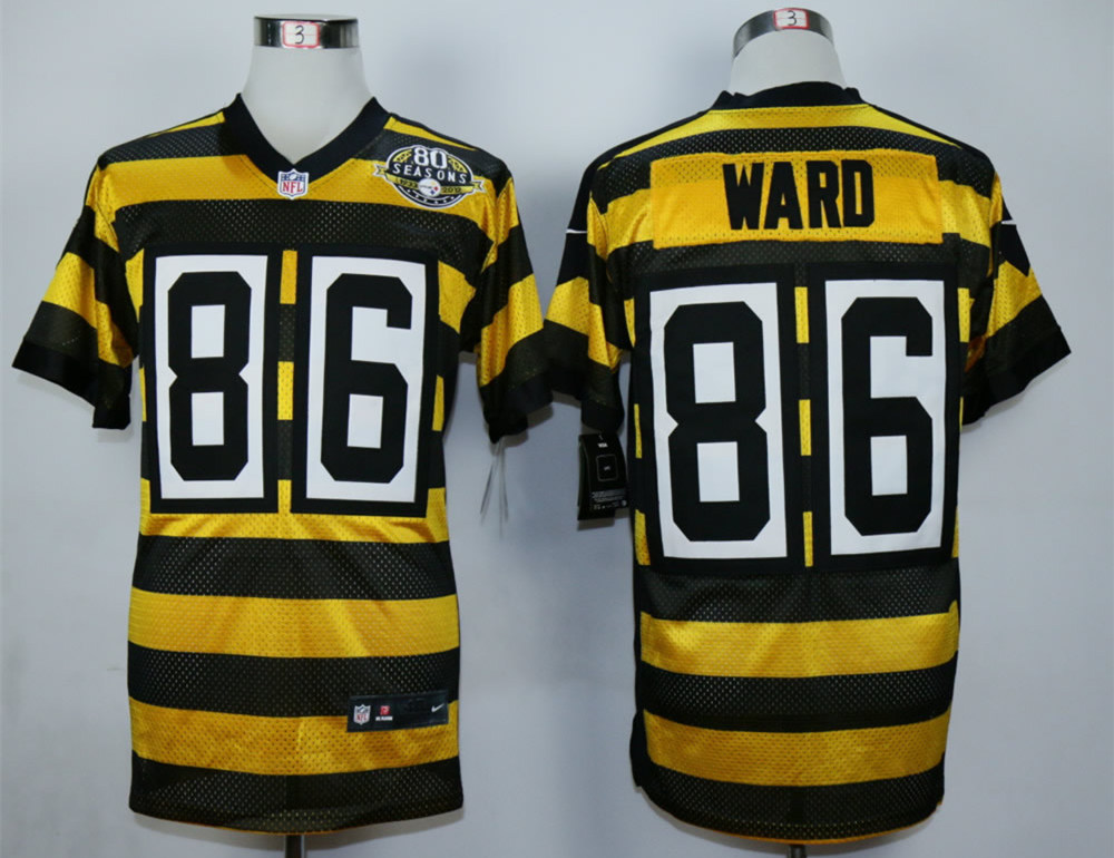 Nike Steelers 86 Hines Ward Yellow&Black 80th Anniversary Elite Jersey
