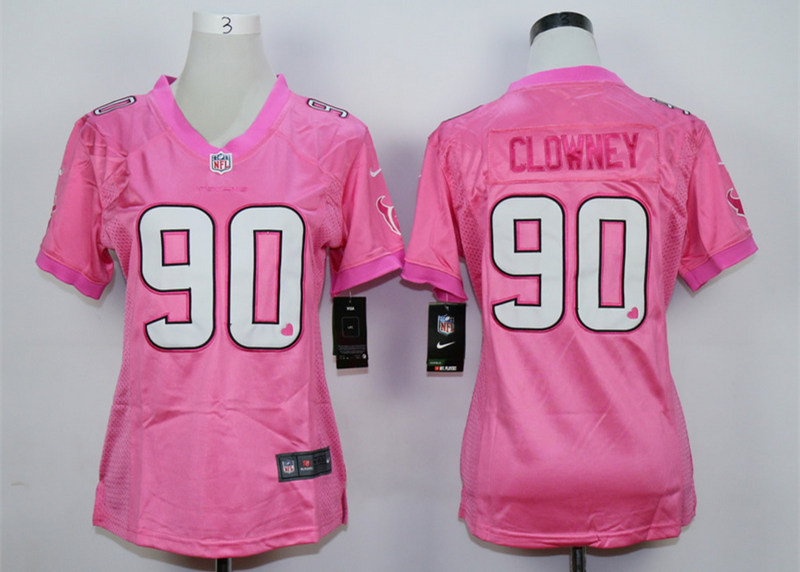 Nike Texans 90 Jadeveon Clowney Pink Love Women Jersey - Click Image to Close