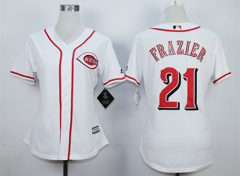 Reds 21 Todd Frazier White New Cool Base Women Jersey