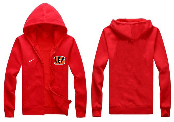 Nike Bengals Red Full Zip Hoodie - Click Image to Close