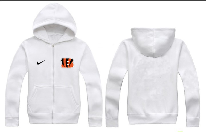 Nike Bengals White Full Zip Hoodie