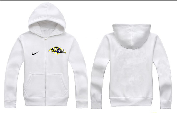 Nike Ravens White Full Zip Hoodie