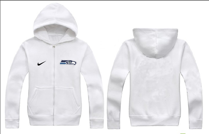 Nike Seahawks White Full Zip Hoodie