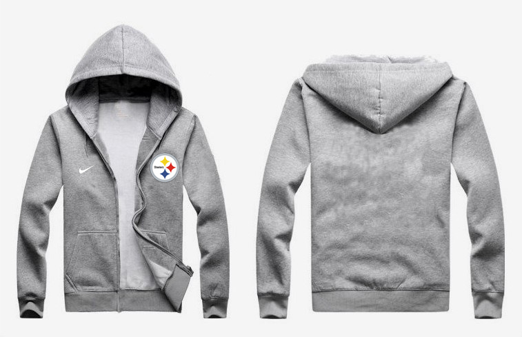 Nike Steelers Grey Full Zip Hoodie