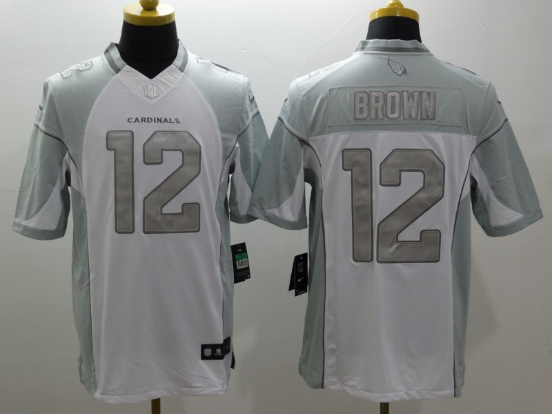 Nike Cardinals 12 John Brown White Platinum Limited Jersey