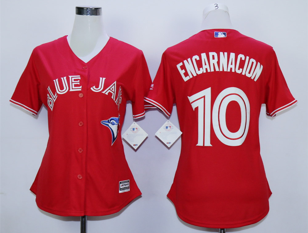Blue Jays 10 Edwin Encarnacion Red Women New Cool Base Jersey Blue Jays 10 Edwin Encarnacion Red Women New Cool Base Jersey