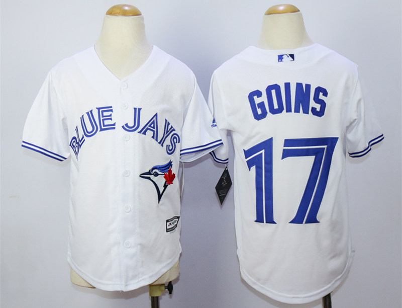 Blue Jays 17 Ryan Goins White Youth New Cool Base Jersey