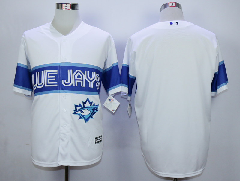 Blue Jays Blank White New Cool Base Jersey - Click Image to Close
