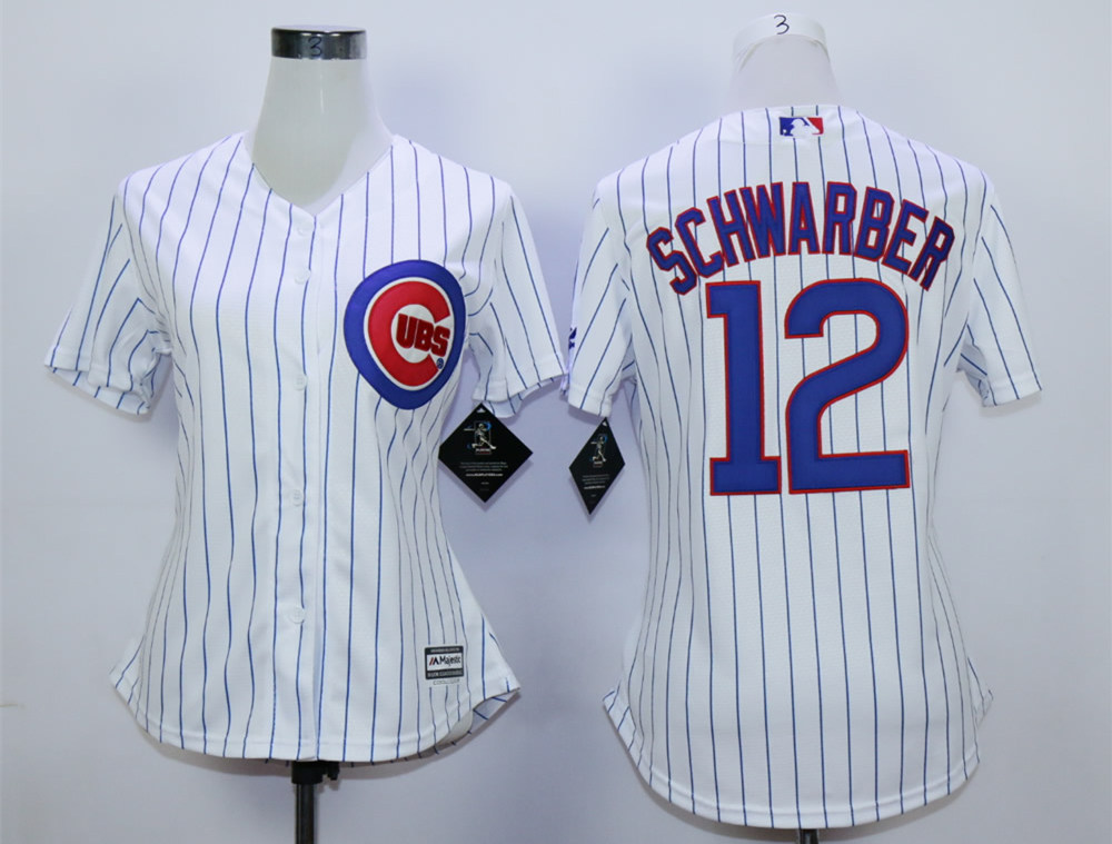 Cubs 12 Kyle Schwarber White Women New Cool Base Jersey