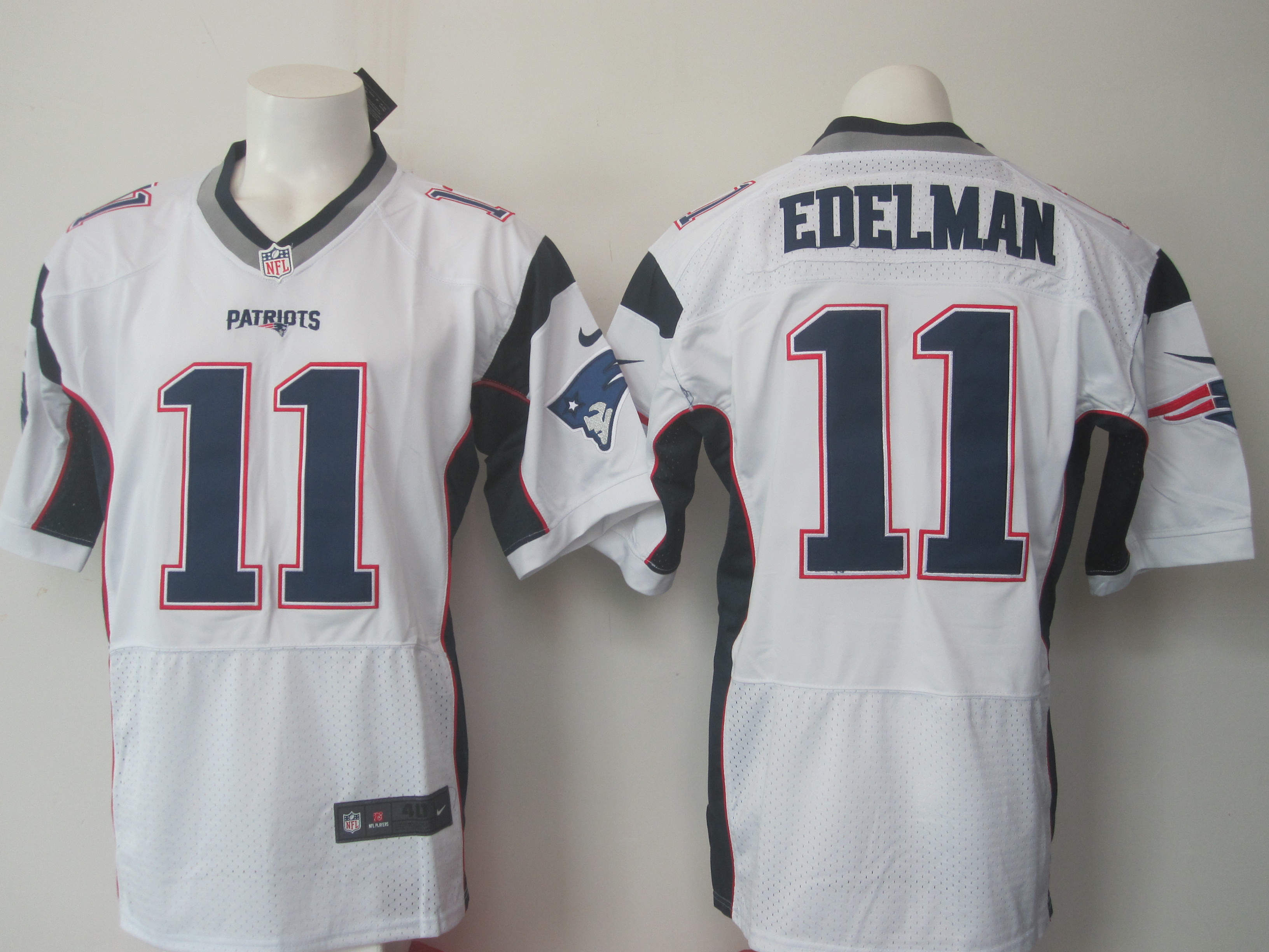 Nike Patriots 11 Julian Edelman White With New Logo Elite Jersey