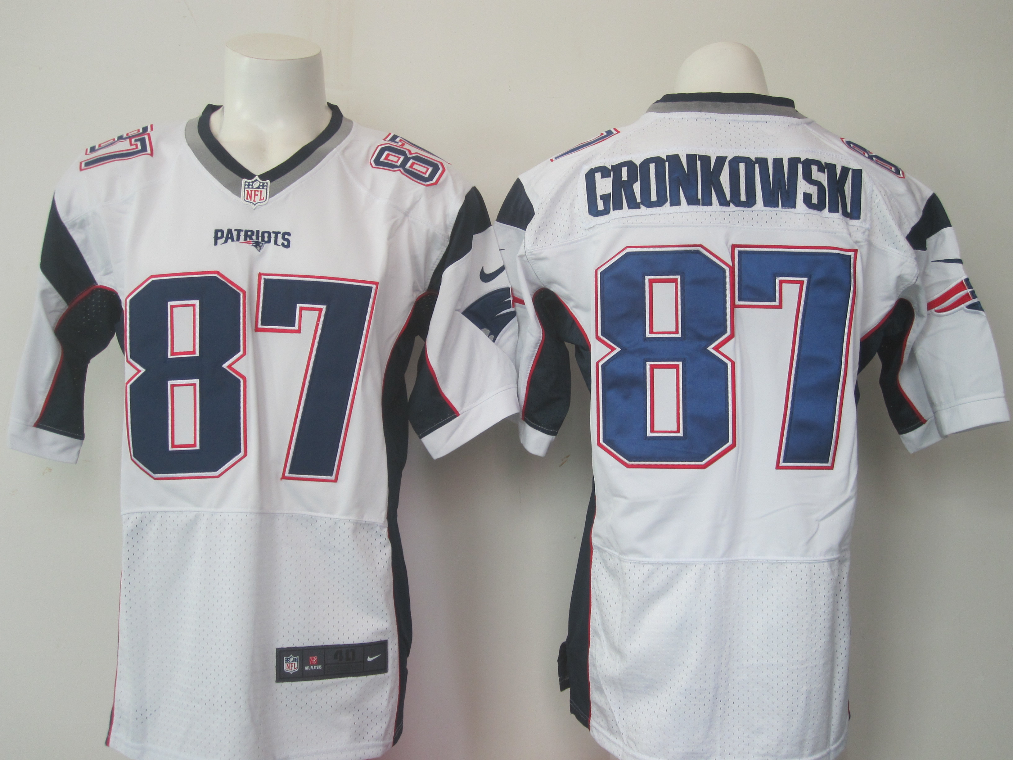 Nike Patriots 87 Rob Gronkowski White With New Logo Elite Jersey