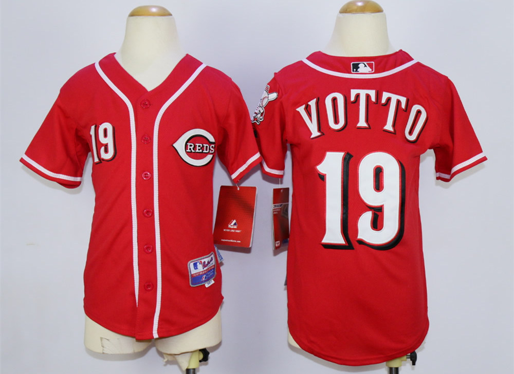 Reds 19 Joey Votto Red Youth Cool Base Jersey