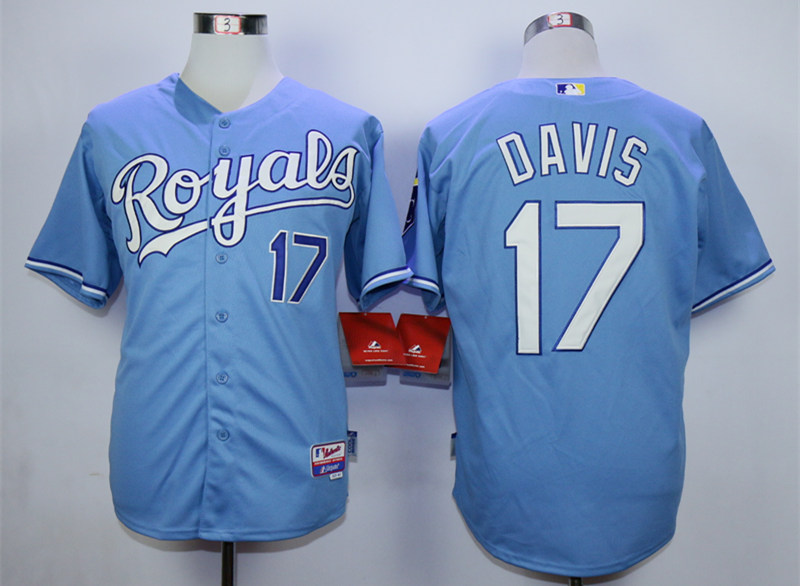 Royals 17 Wade Davis Light Blue Cool Base Jersey