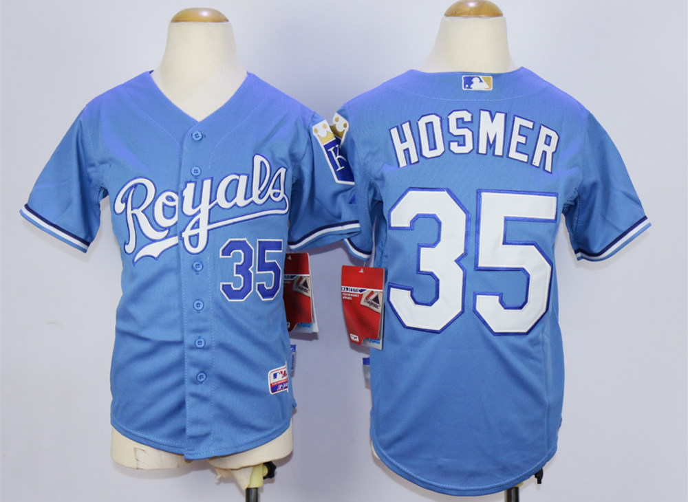 Royals 35 Eric Hosmer Light Blue Youth Cool Base Jersey - Click Image to Close