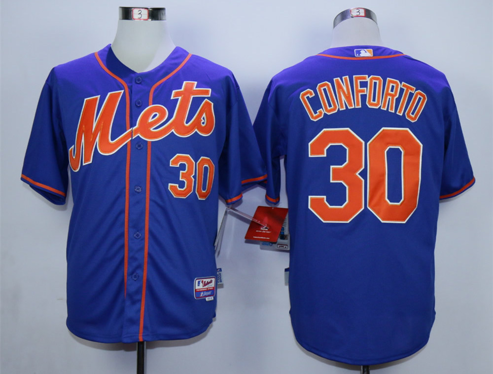 Mets 30 Conforto Blue Cool Base Jersey