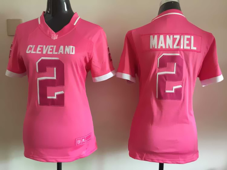 Nike Browns 2 Johnny Manziel Pink Bubble Gum Women Game Jersey