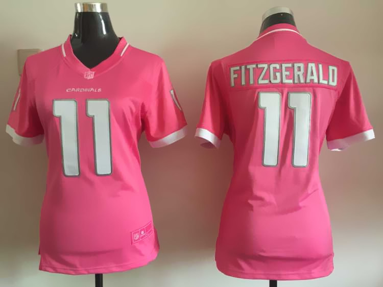 Nike Cardinals 11 Larry Fitzgerald Pink Bubble Gum Women Game Jersey