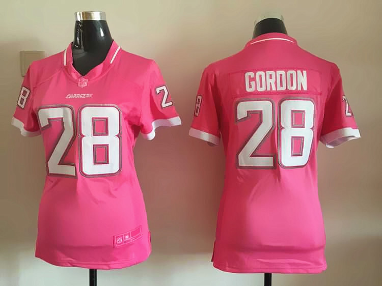 Nike Chargers 28 Melvin Gordon Pink Bubble Gum Women Game Jersey - Click Image to Close
