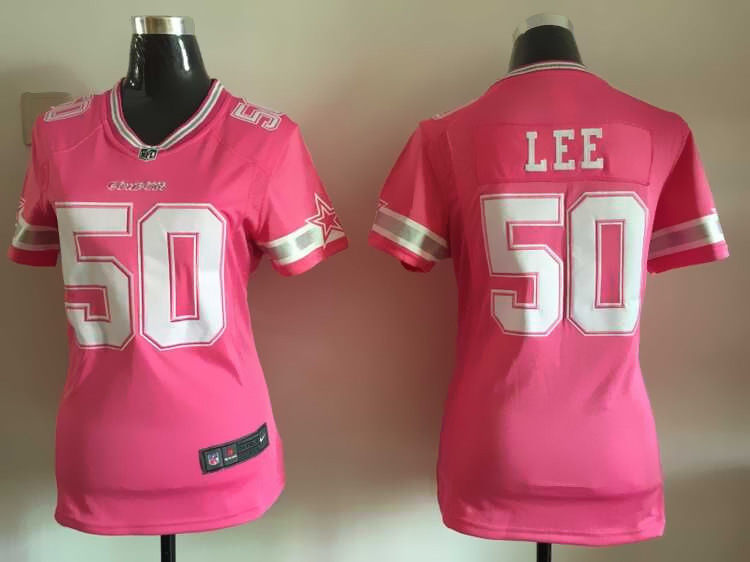 Nike Cowboys 50 Sean Lee Pink Bubble Gum Women Game Jersey - Click Image to Close