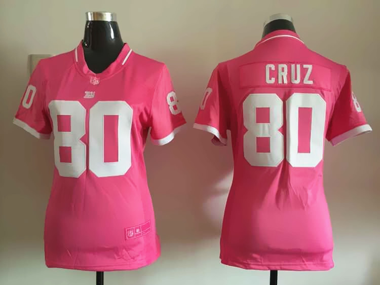 Nike Giants 80 Victor Cruz Pink Bubble Gum Women Game Jersey