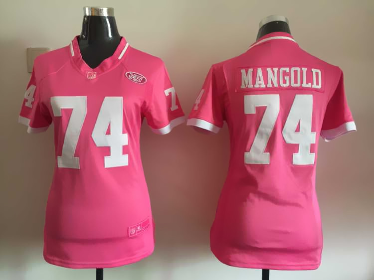 Nike Jets 7 Nick Mangold Pink Bubble Gum Women Game Jersey