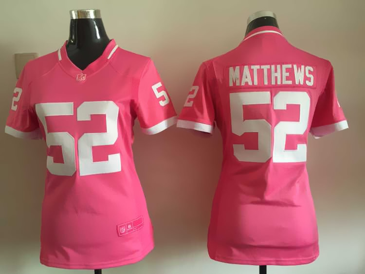 Nike Packers 52 Clay Matthews Pink Bubble Gum Women Game Jersey - Click Image to Close