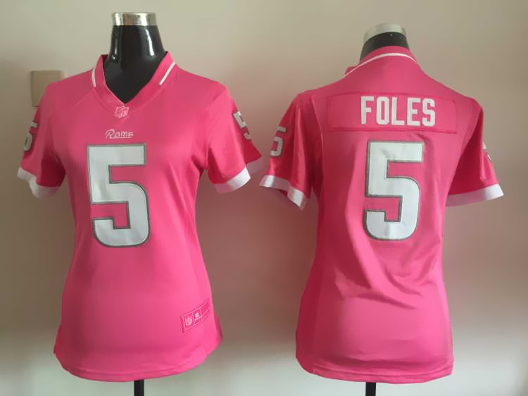 Nike Rams 5 Nick Foles Pink Bubble Gum Women Game Jersey