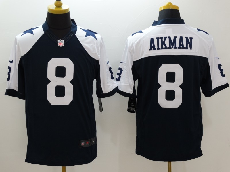 Nike Cowboys 8 Troy Aikman Blue Throwback Limited Jersey