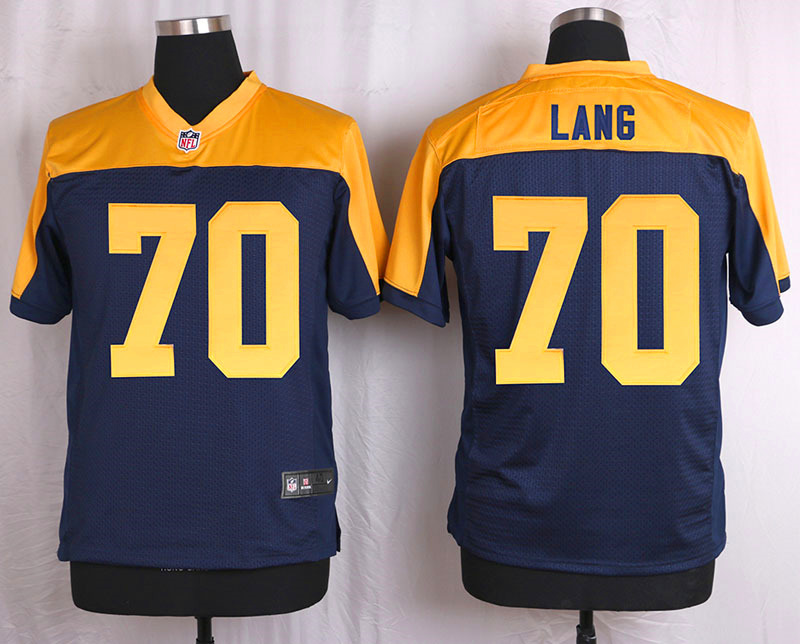 Nike Packers 70 T.J. Lang Navy Blue Alternate Elite Jersey