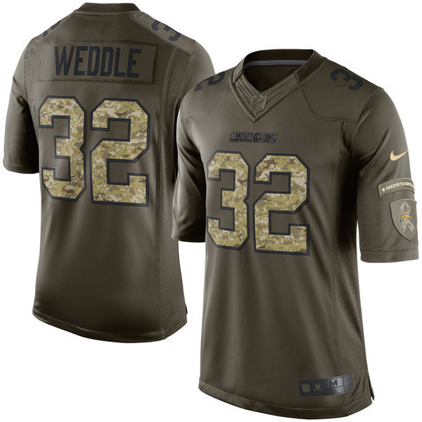 Nike Chargers 32 Eric Weedle Green Salute To Service Limited Jersey