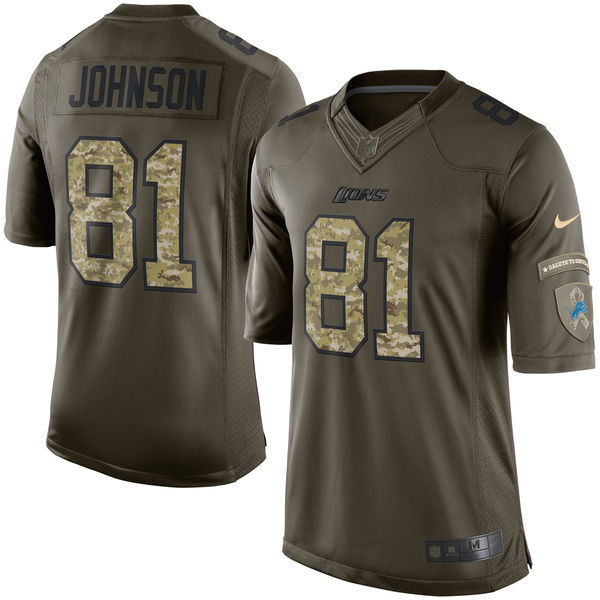 Nike Lions 81 Calvin Johnson Green Salute To Service Limited Jersey
