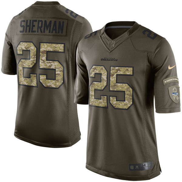 Nike Seahawks 25 Richard Sherman Green Salute To Service Limited Jersey