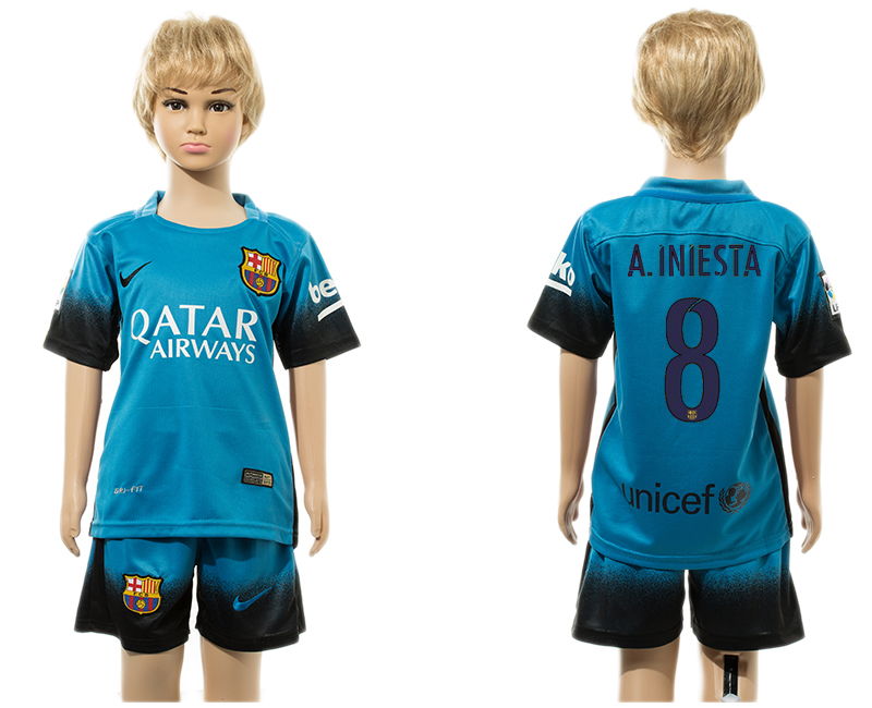2015-16 Barcelona 8 A.INIESTA Third Away Youth Jersey