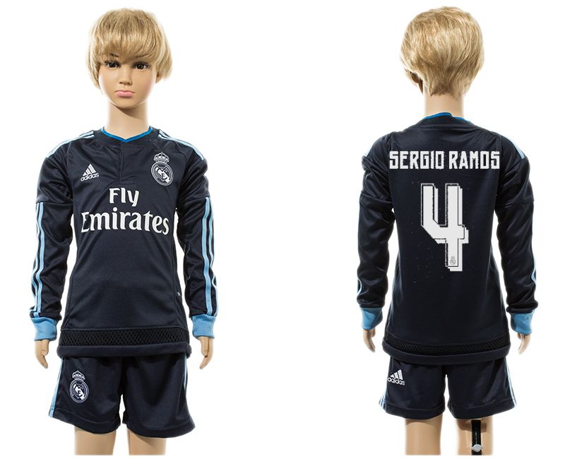 2015-16 Real Madrid 4 SERGIO RAMOS Third Away Long Sleeve Youth Jersey