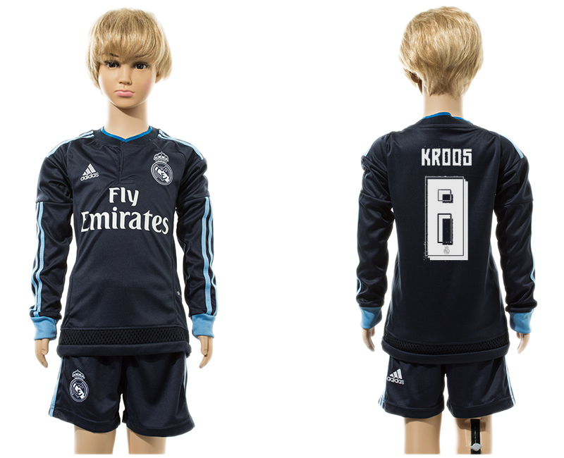2015-16 Real Madrid 8 KROOS Third Away Long Sleeve Youth Jersey