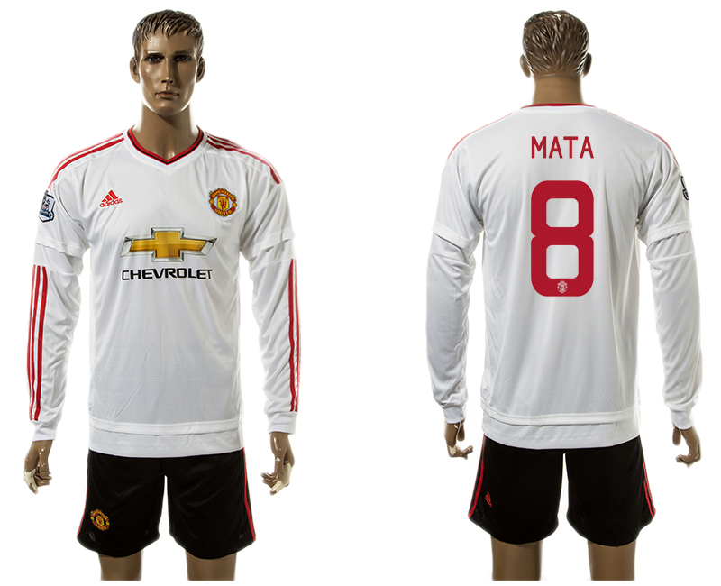 2015-16 Manchester United 8 MATA UEFA Champions League Away Long Sleeve Thailand Jersey