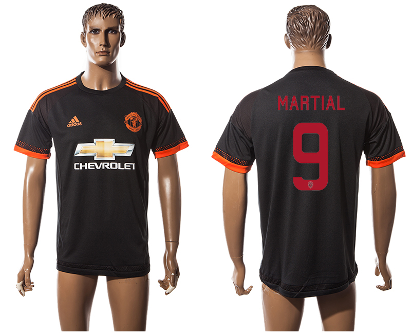 2015-16 Manchester United 9 MARTIAL UEFA Champions League Third Away Thailand Jersey