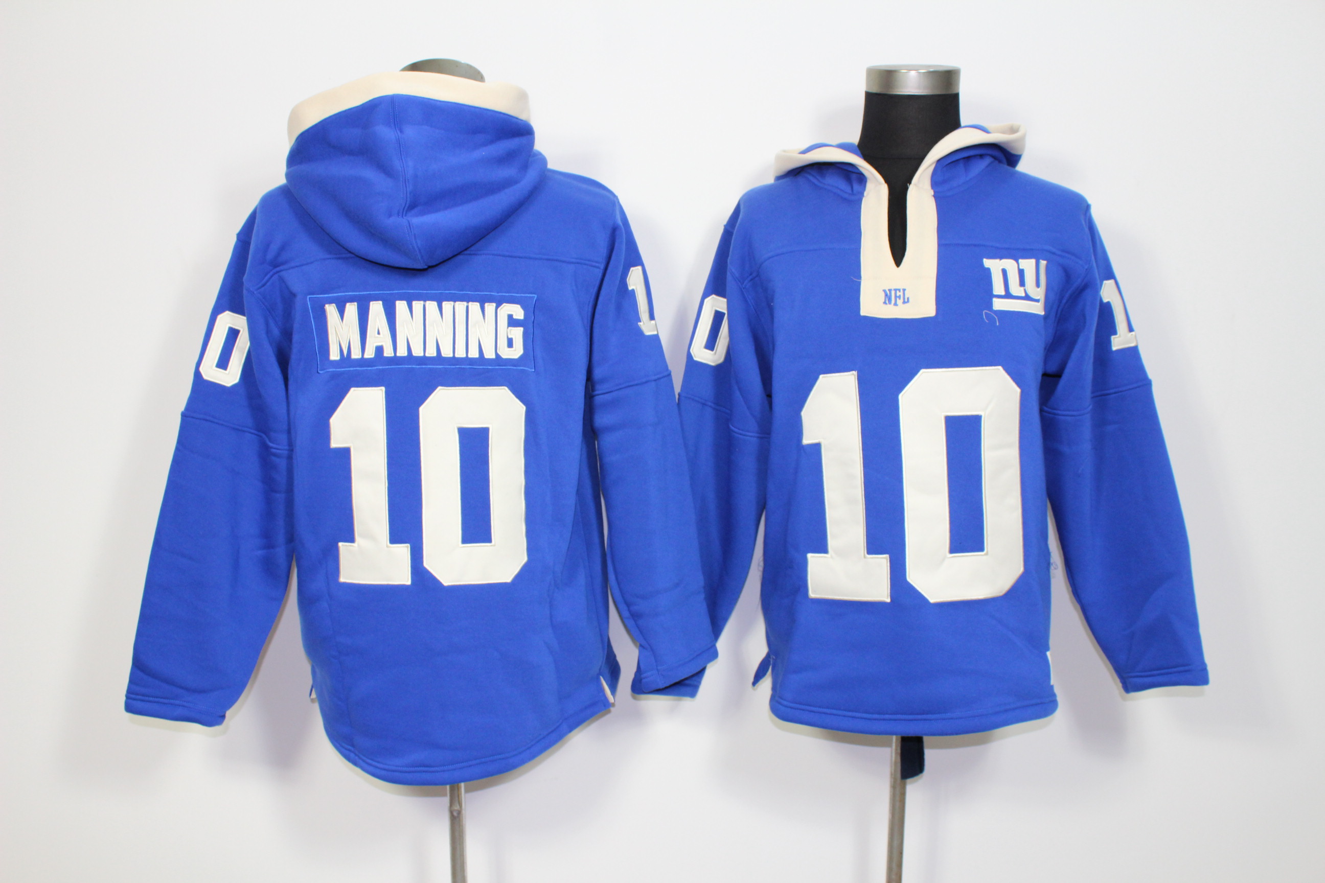 Nike Giants 10 Eli Manning Blue All Stitched Hooded Sweatshirt