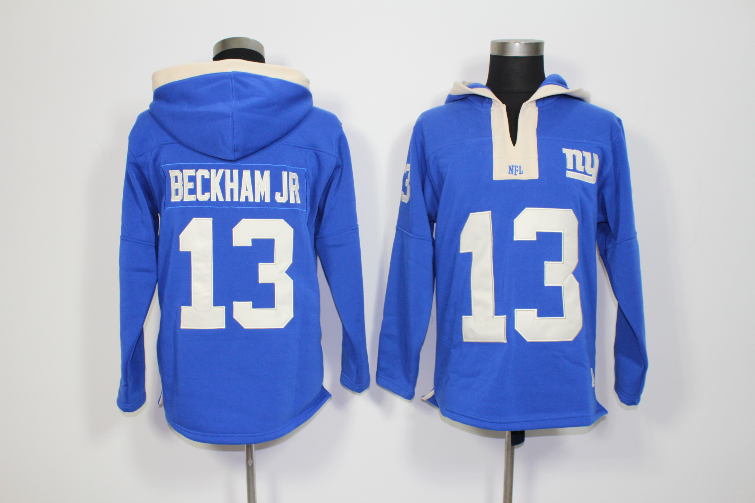 Nike Giants 13 Odell Beckham Jr Blue All Stitched Hooded Sweatshirt