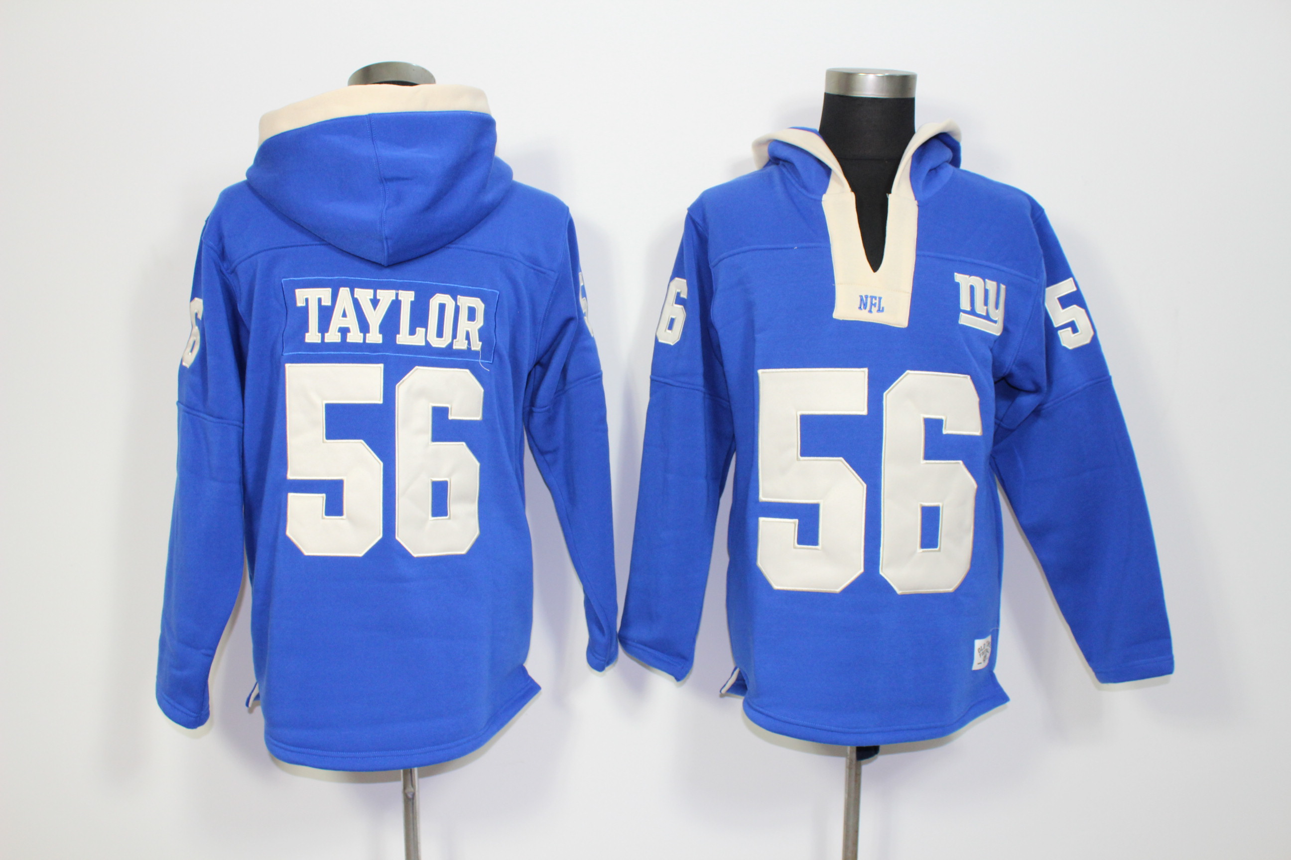 Nike Giants 56 Lawrence Taylor Blue All Stitched Hooded Sweatshirt