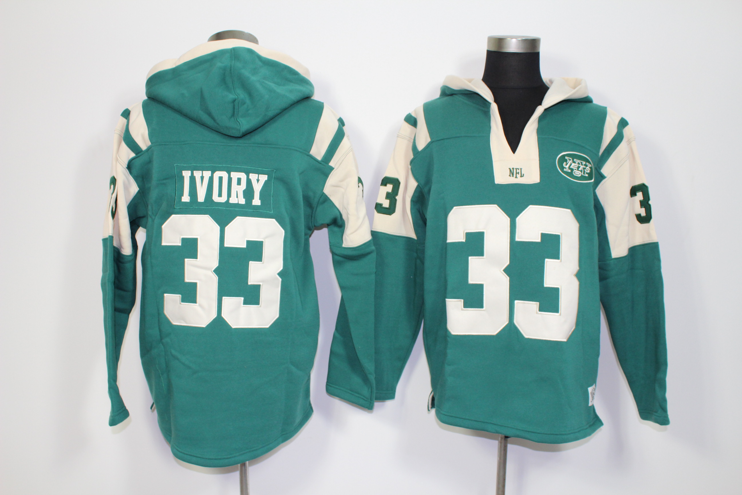 Nike Jets 33 Chris Ivory Green All Stitched Hooded Sweatshirt