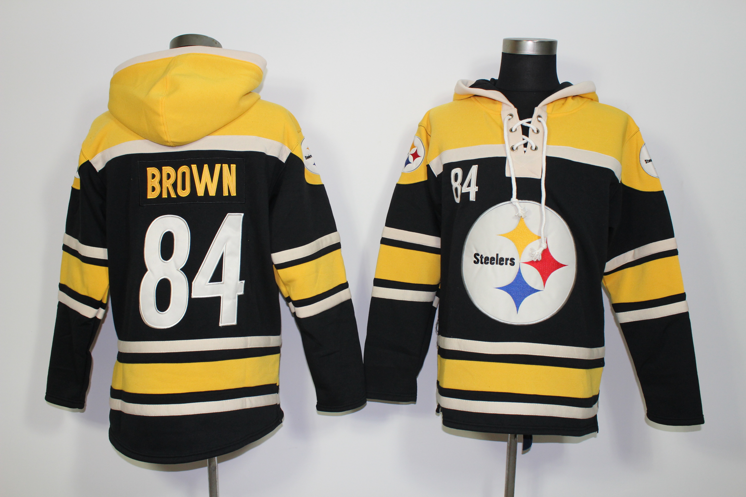 Nike Steelers 84 Antonio Brown Black All Stitched Hooded Sweatshirt - Click Image to Close
