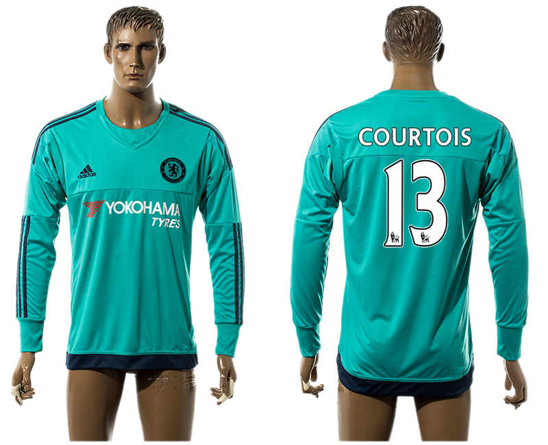 2015-16 Chelsea 13 COURTOIS Goalkeeper Long Sleeve Thailand Jersey