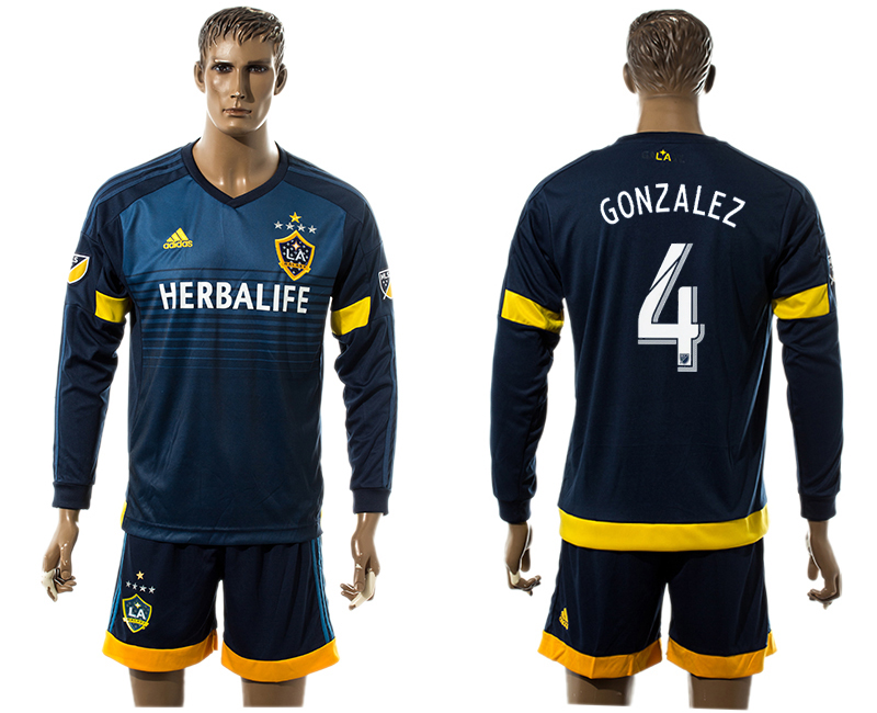 2015-16 Los Angeles Galaxy 4 GONZALEZ Away Long Sleeve Jersey