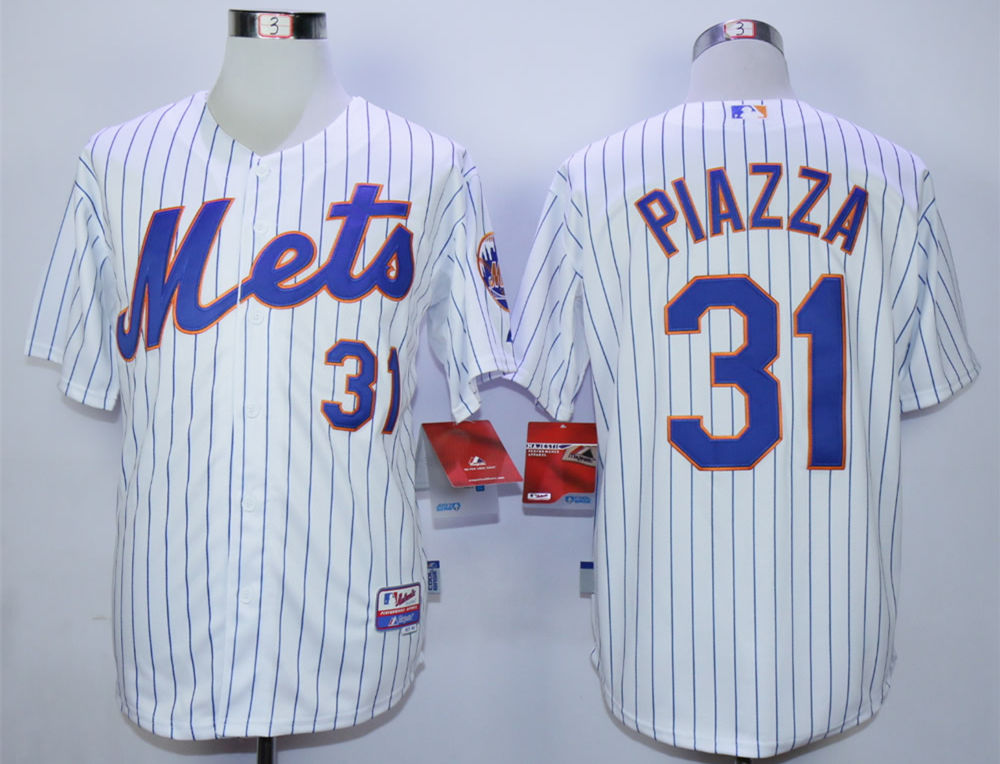 Mets 31 Mike Piazza White Cool Base Jersey