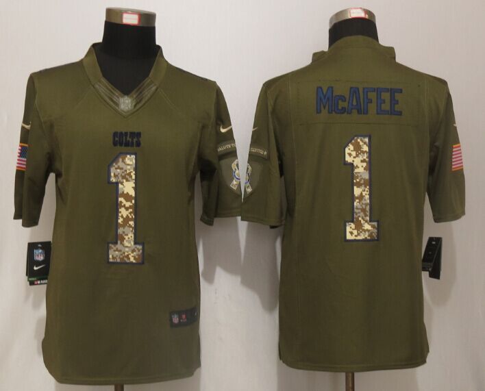 Nike Colts 1 Pat McAfee Green Salute To Service Limited Jersey