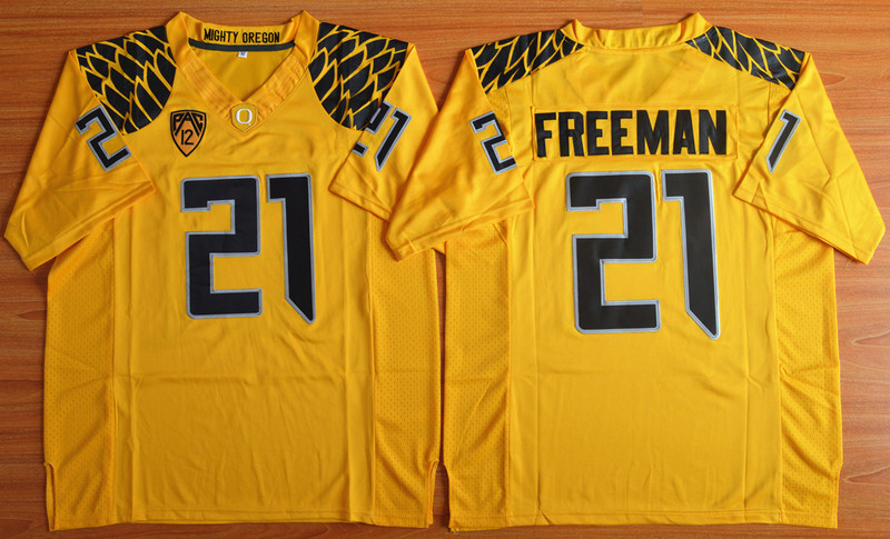 Oregon Ducks 21 Royce Freeman Yellow College Jersey
