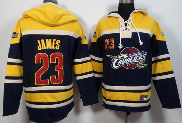 Cavaliers 23 LeBron James Navy Blue All Stitched Hooded Sweatshirt - Click Image to Close
