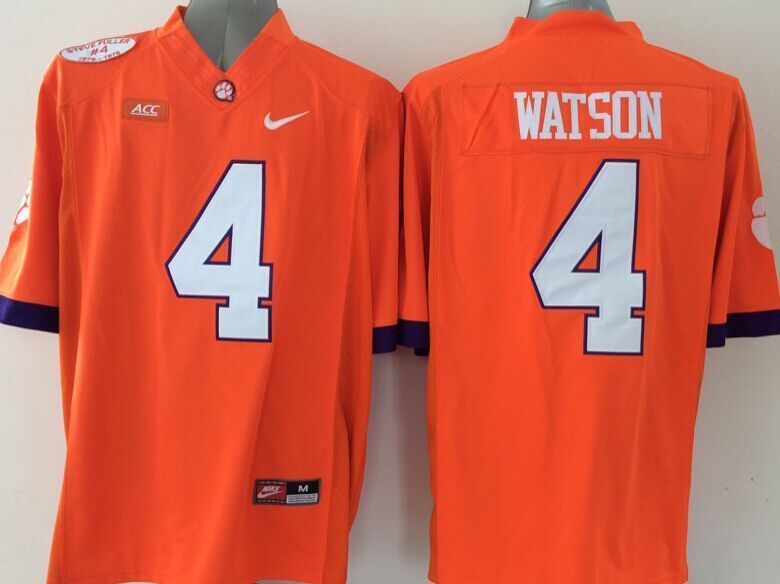 Clemson Tigers 4 Deshaun Watson Orange College Jersey