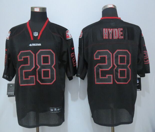 Nike 49ers 28 Carlos Hyde Lights Out Black Elite Jersey
